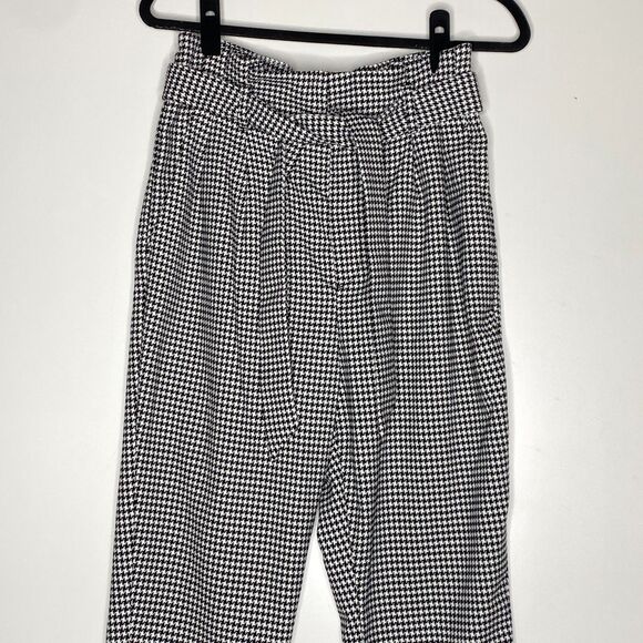H&M Houndstooth High Waist Paperbag Belted Ankle Pant Women's Size 8 - Picture 4 of 8